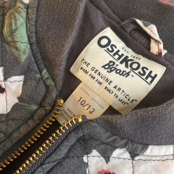 PRETTY Oshkosh Quilted Floral Bomber Jacket, Cozy, FLEECE LINED  - Girl’s 12 EUC - Picture 5 of 12